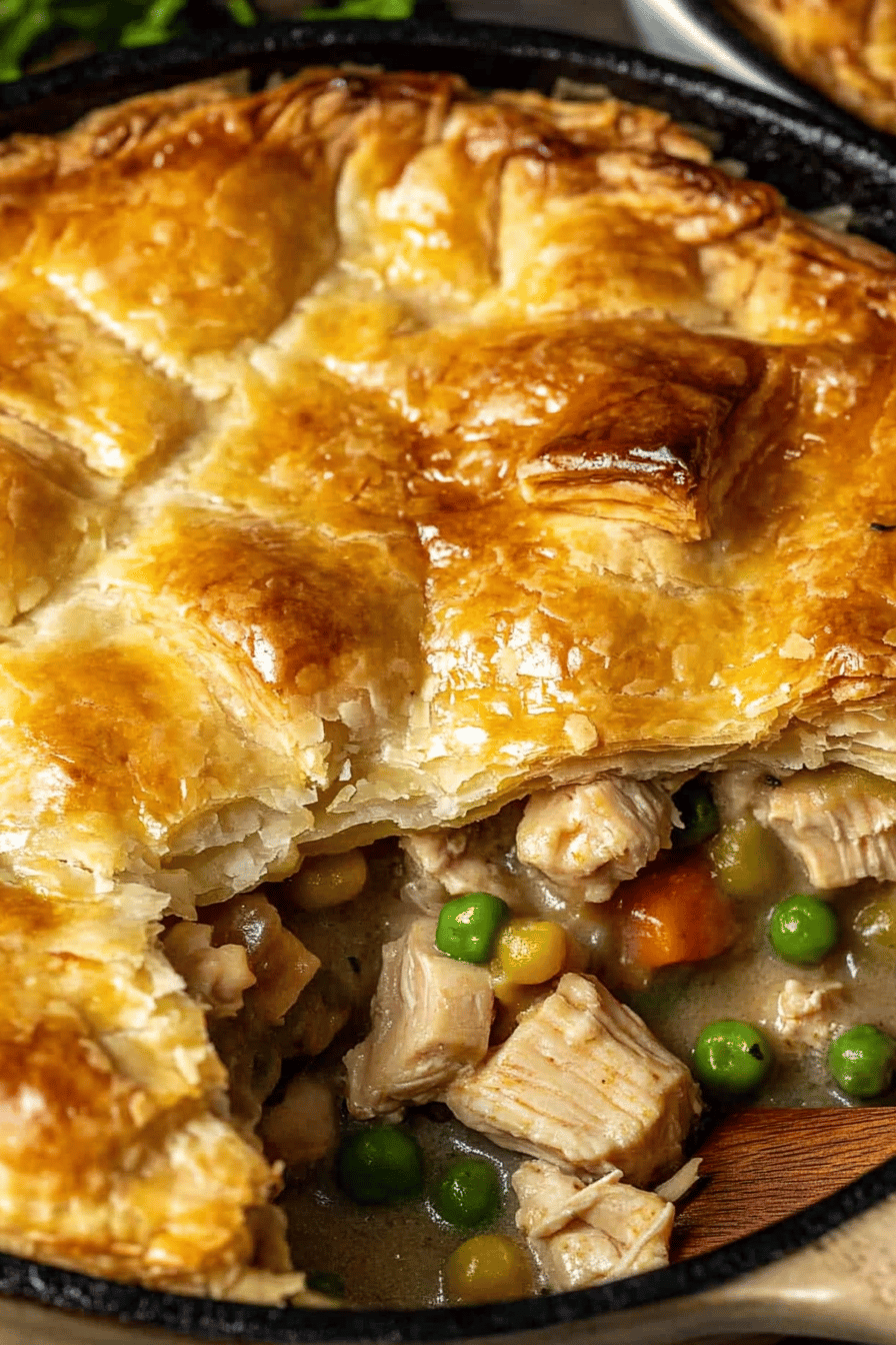 Easy Puff Pastry Chicken Pot Pie Recipe Final Dish Presentation