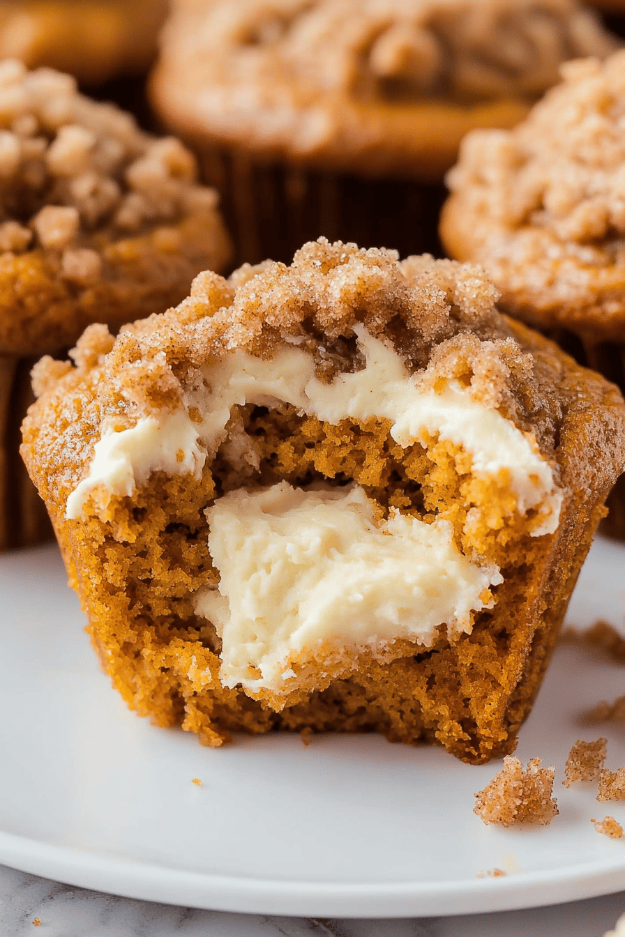 Easy Pumpkin Cream Cheese Streusel Muffins Final Dish Presentation