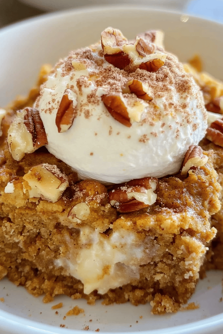Easy Pumpkin Pie Pecan Cobbler Recipe Final Dish Presentation