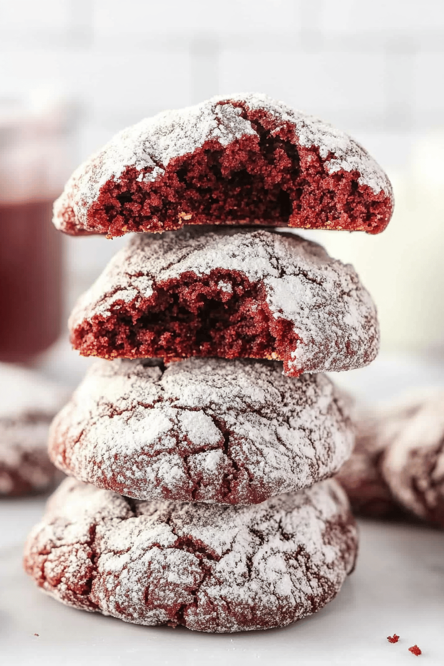 Easy Red Velvet Crinkle Cookies Recipe Final Dish Presentation