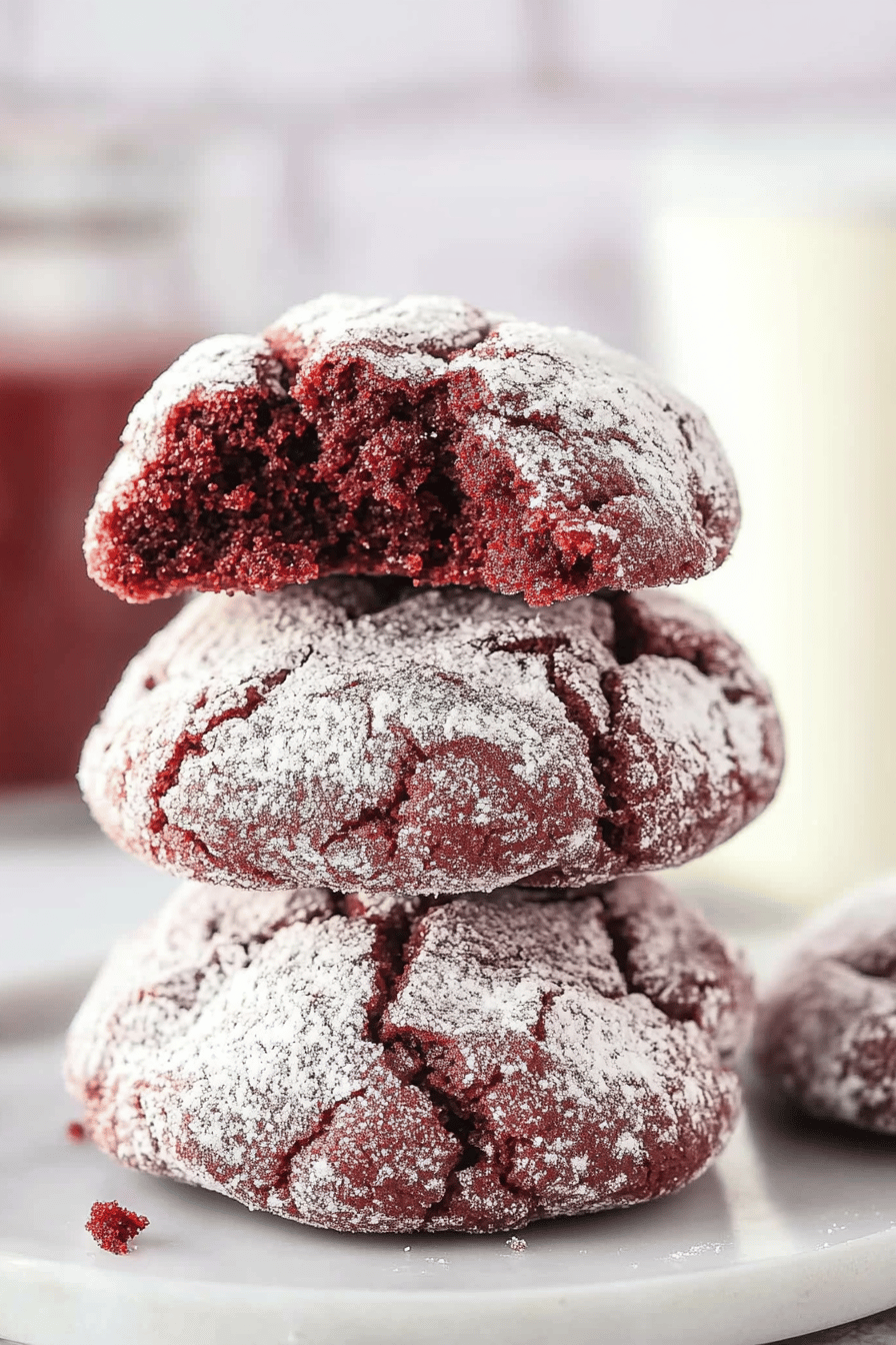 Easy Red Velvet Crinkle Cookies Recipe Final Dish Presentation