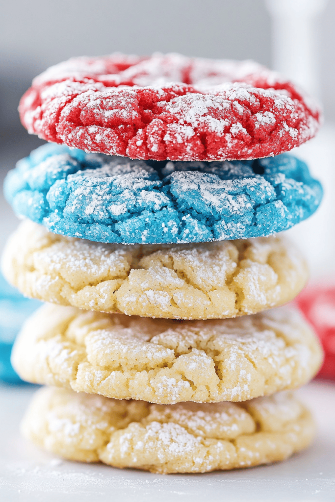 Easy Red White Blue Cake Mix Crinkle Cookies