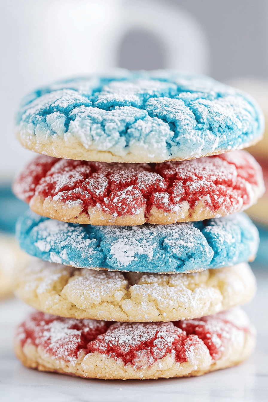 Easy Red White Blue Cake Mix Crinkle Cookies ingredients