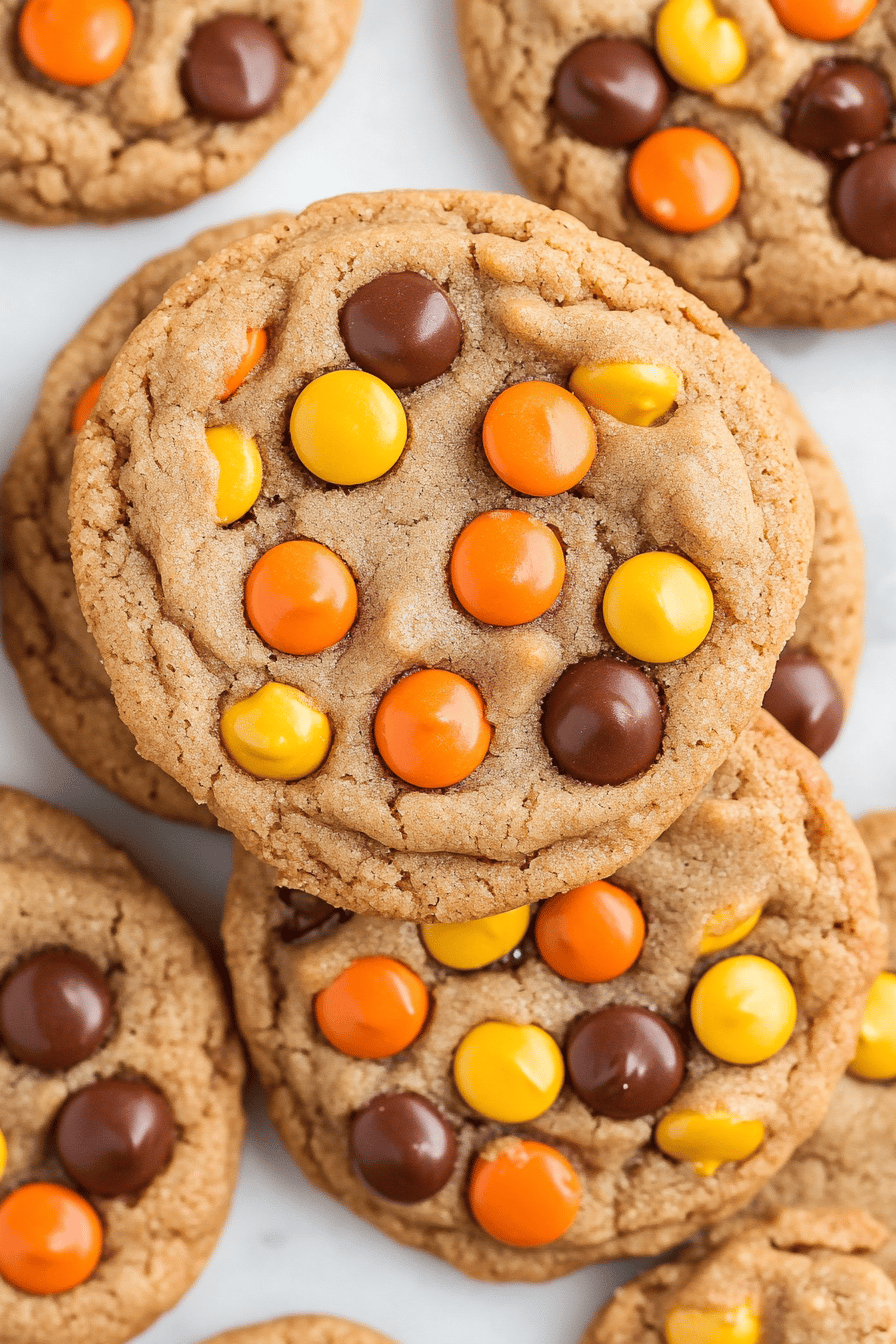 Easy Reese's Pieces Peanut Butter Cookies Recipe Final Dish Presentation