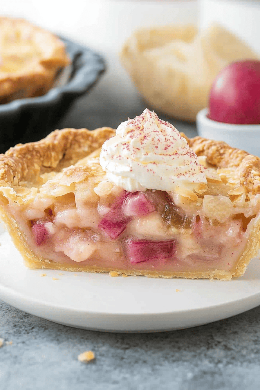 Easy Rhubarb Cream Pie Recipe Final Dish Presentation