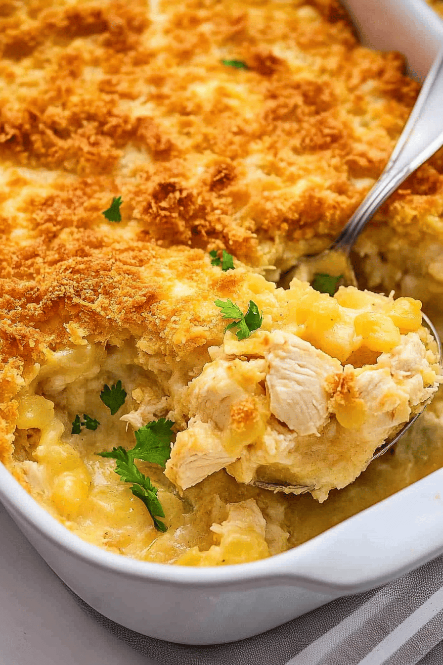 Easy Ritzy Chicken Casserole Recipe Final Dish Presentation