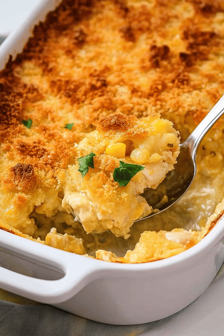 Easy Ritzy Chicken Casserole Recipe Final Dish Presentation