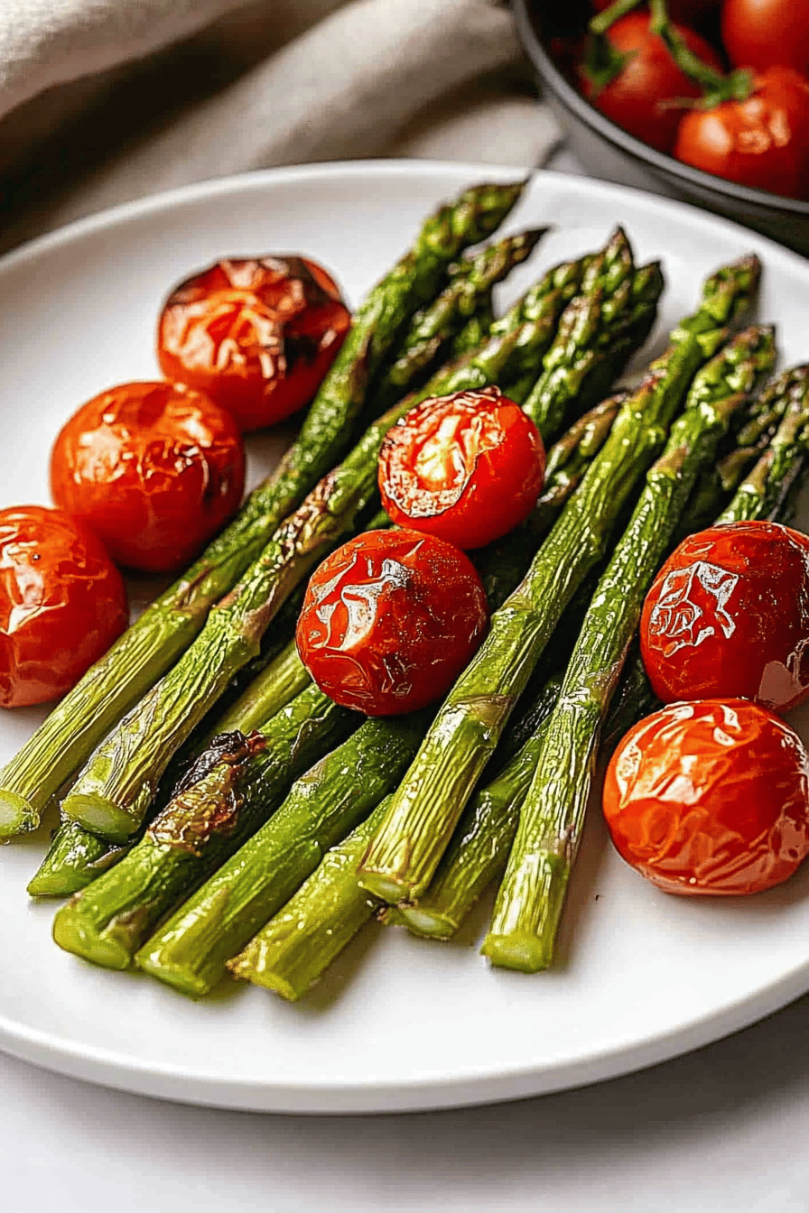 Easy Roasted Asparagus and Tomatoes Recipe Final Dish Presentation