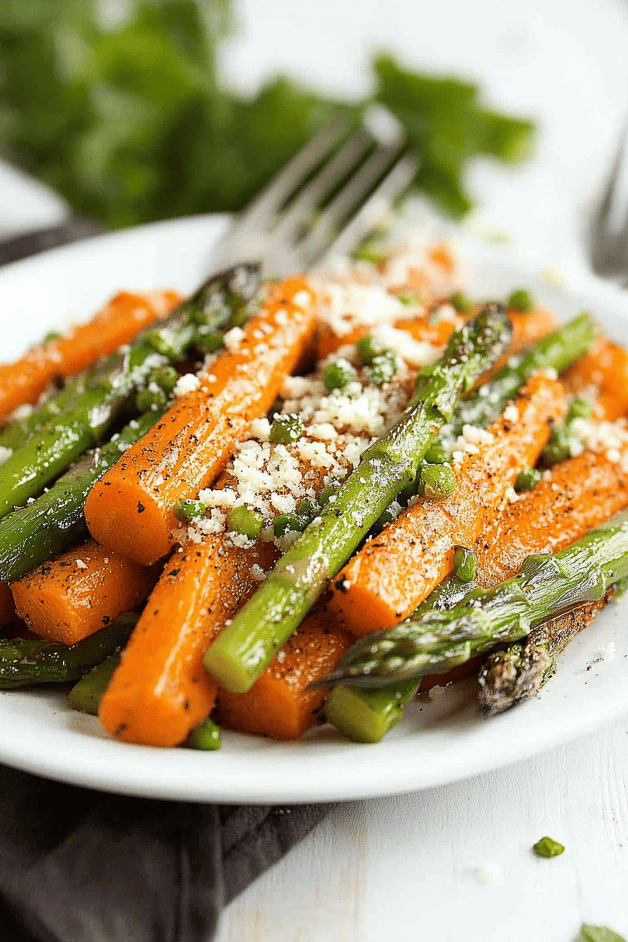 Easy Roasted Carrots and Asparagus Recipe Final Dish Presentation
