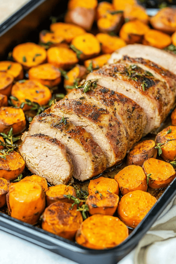 Easy Roasted Pork Tenderloin with Sweet Potatoes