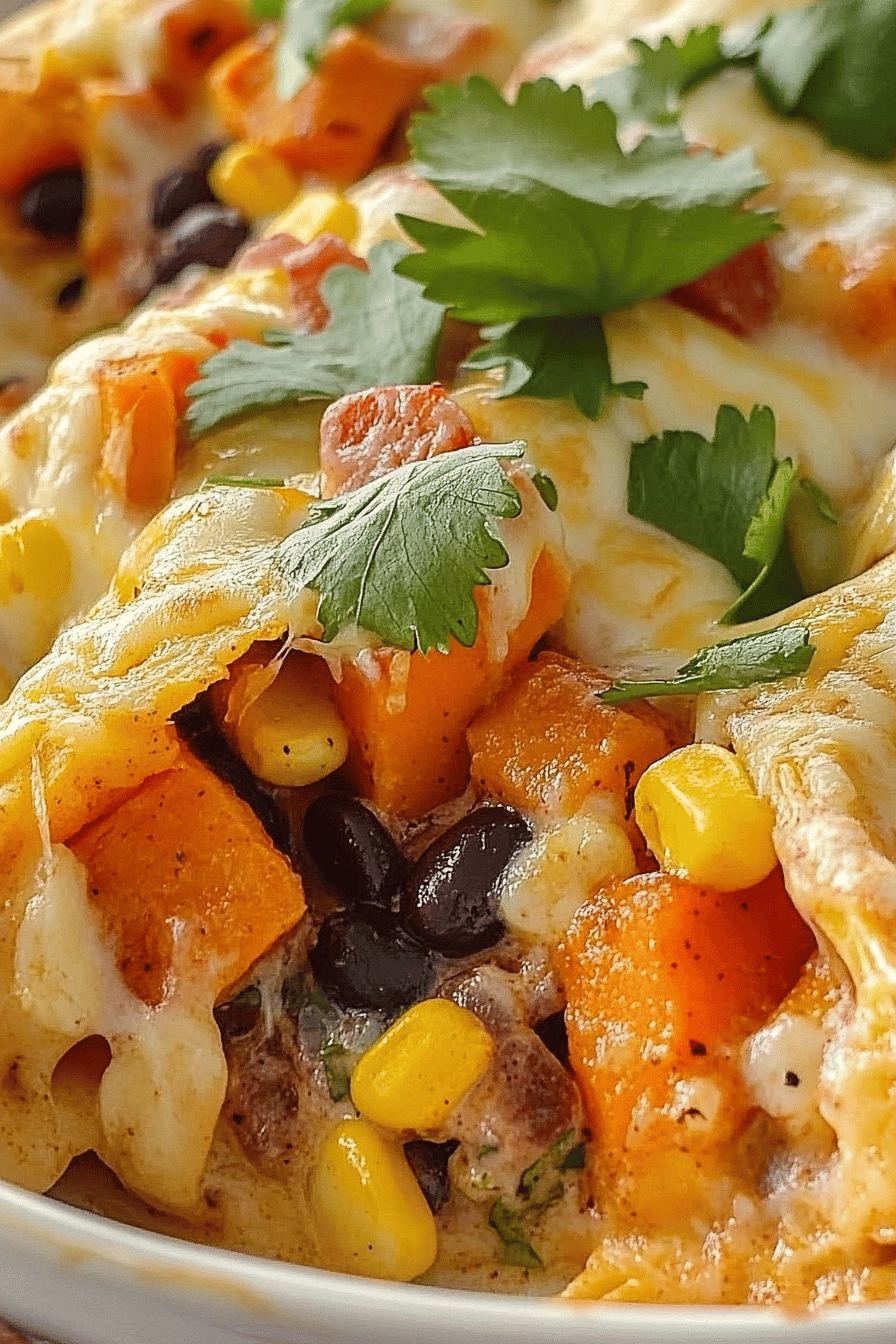 Easy Roasted Sweet Potato & Black Bean Enchiladas Final Dish Presentation