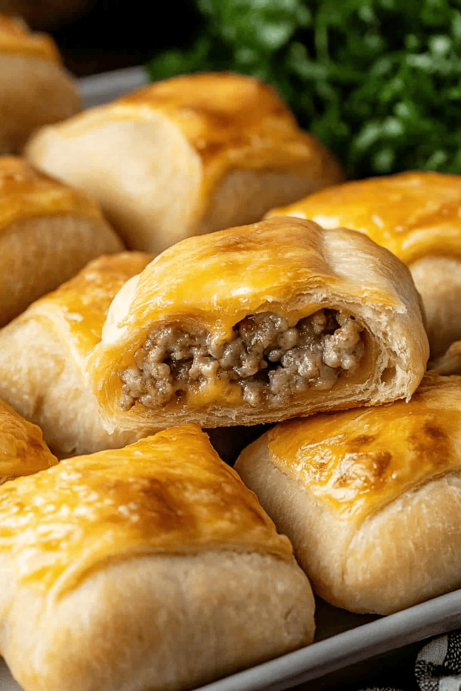 Easy Sausage Cream Cheese Crescent Rolls Final Dish Presentation