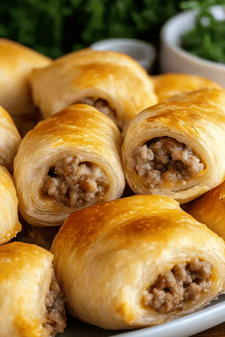 Easy Sausage Cream Cheese Crescent Rolls Final Dish Presentation