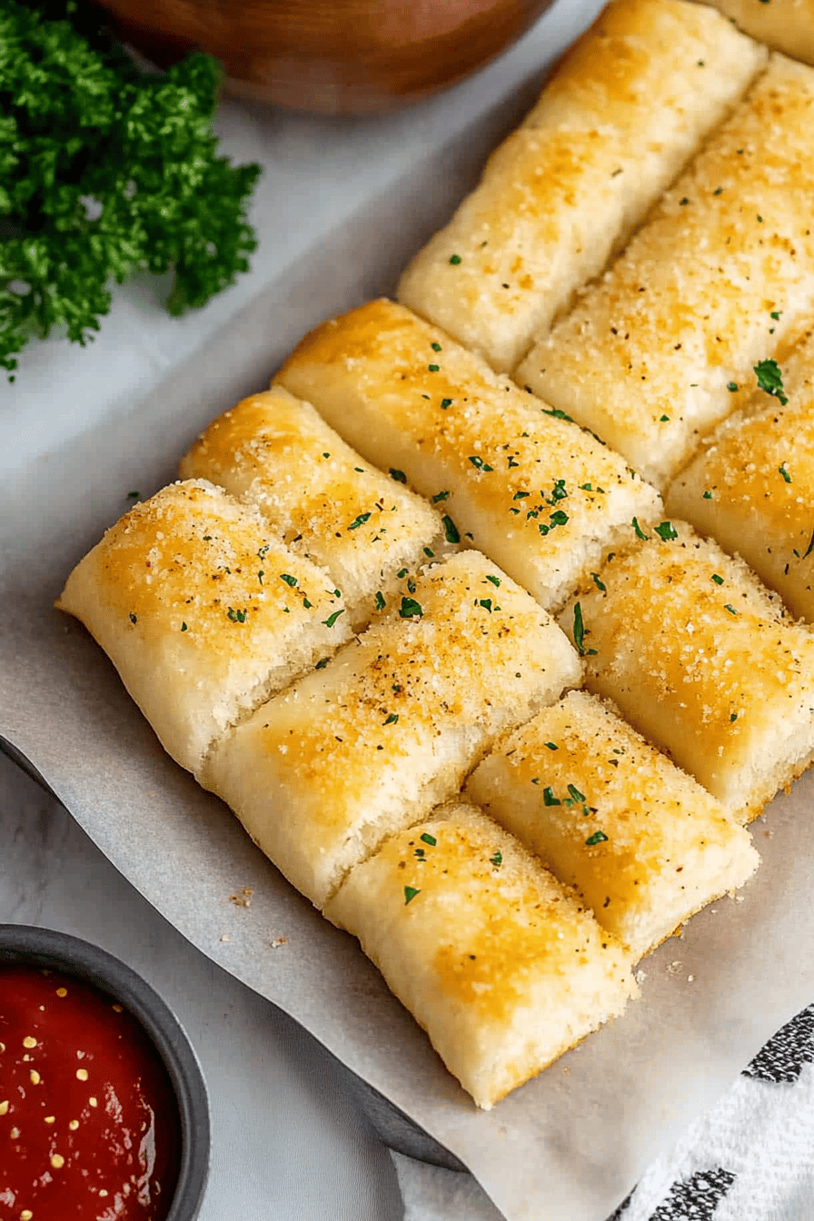 Easy Sheet Pan Breadsticks Recipe Final Dish Presentation