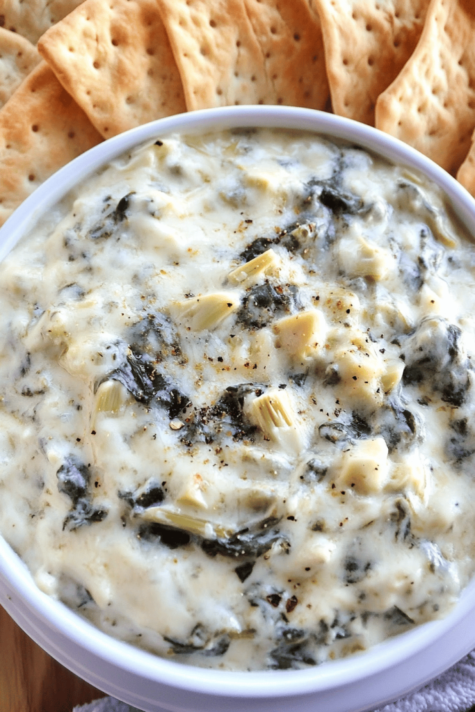 Easy Slow Cooker Cheesy Spinach Artichoke Dip