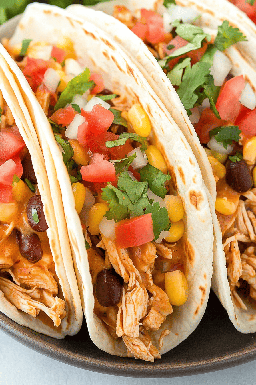 Easy Slow Cooker Fiesta Chicken Tacos Recipe Final Dish Presentation