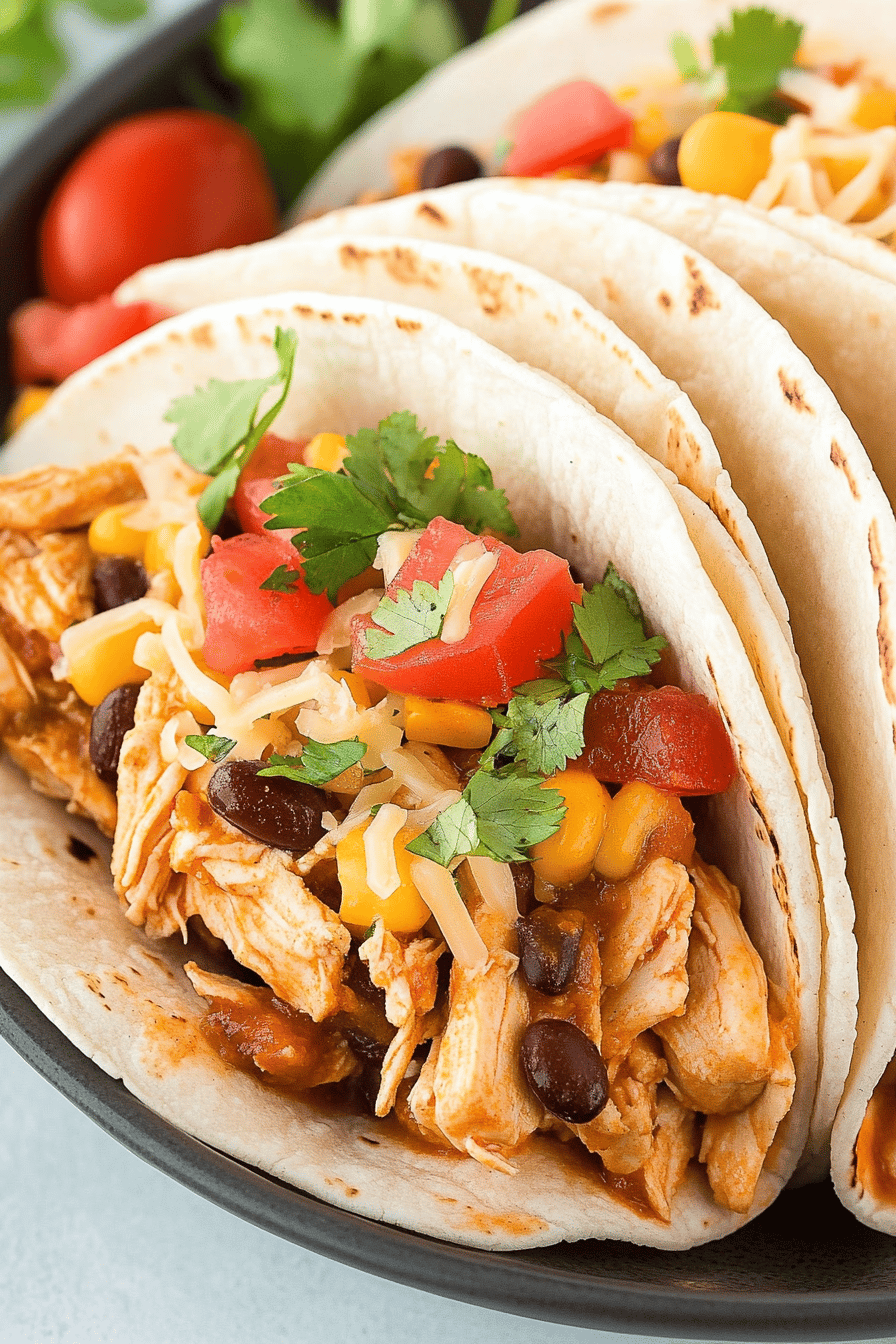 Easy Slow Cooker Fiesta Chicken Tacos Recipe Final Dish Presentation