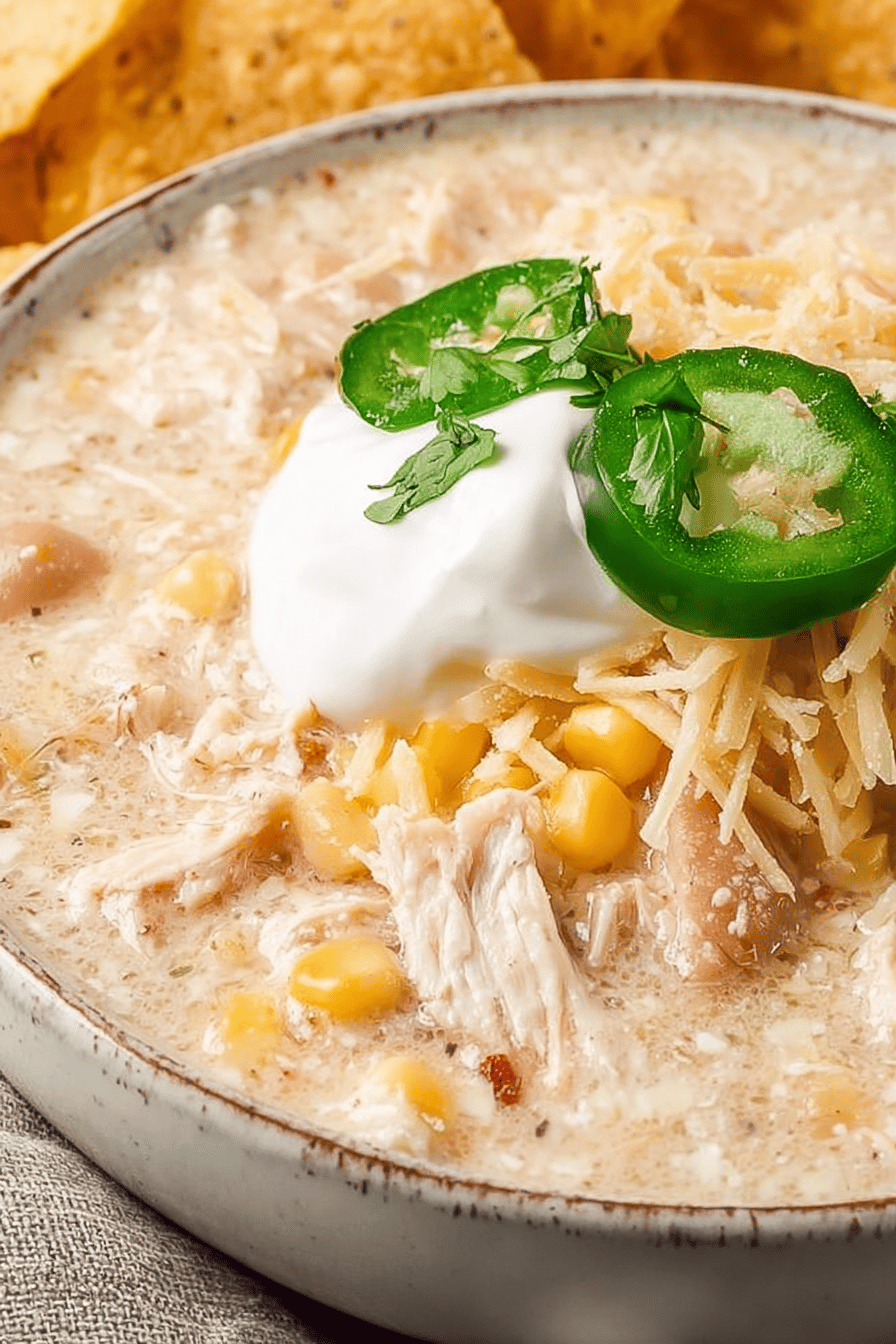 Easy Slow Cooker White Chicken Chili Recipe Final Dish Presentation