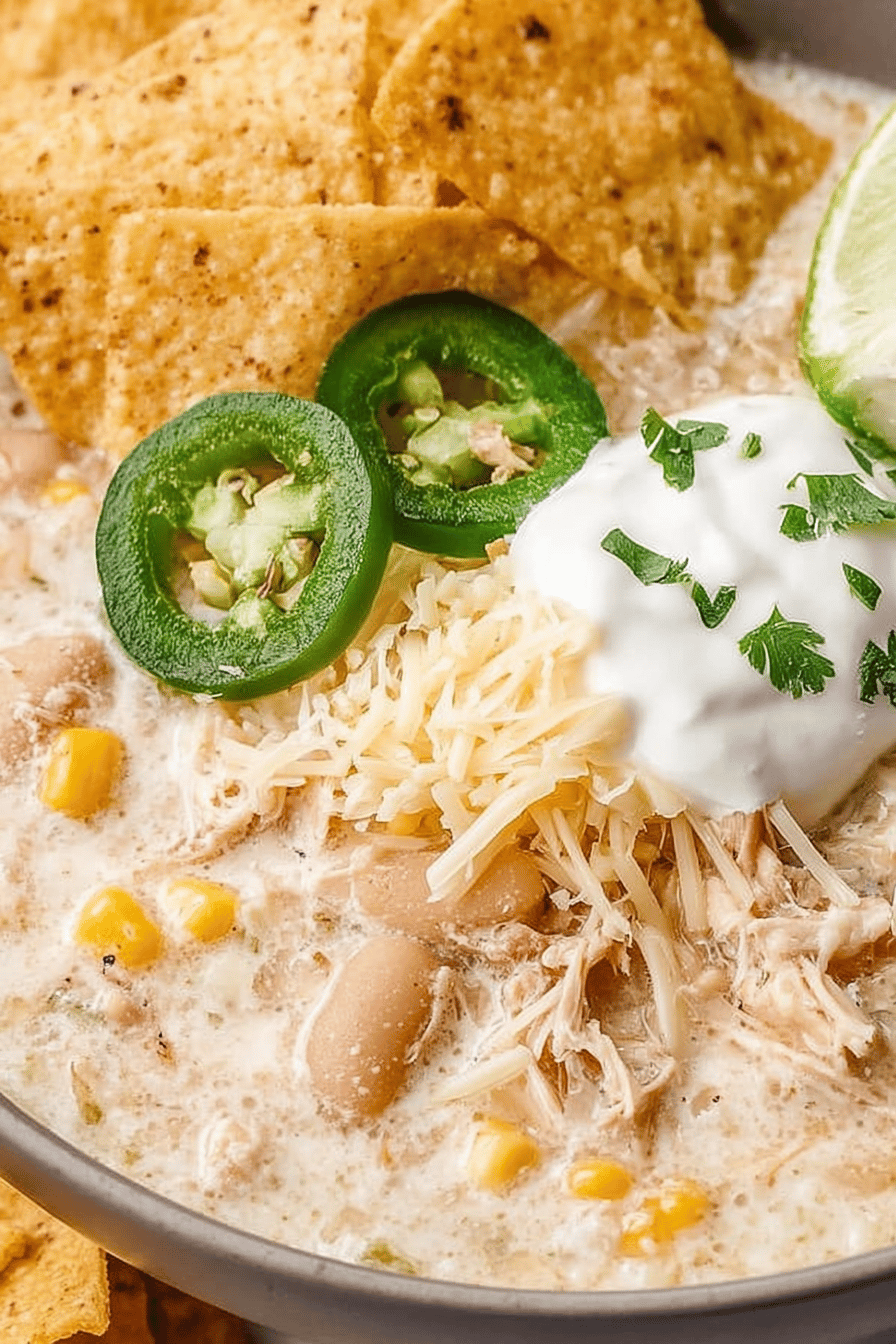 Easy Slow Cooker White Chicken Chili Recipe Final Dish Presentation
