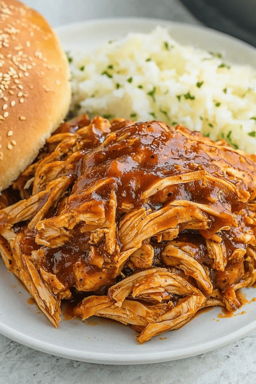 Easy Slow Cooker Zesty BBQ Chicken Recipe Final Dish Presentation