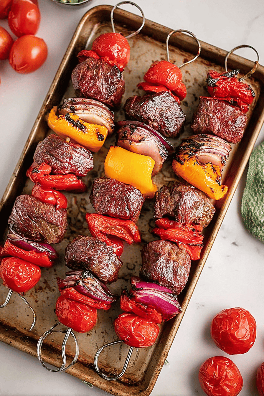 Easy Smoked Steak Kabobs Final Dish Presentation
