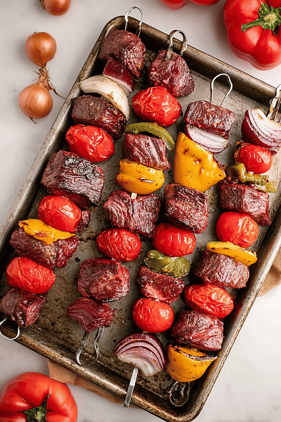 Easy Smoked Steak Kabobs Final Dish Presentation