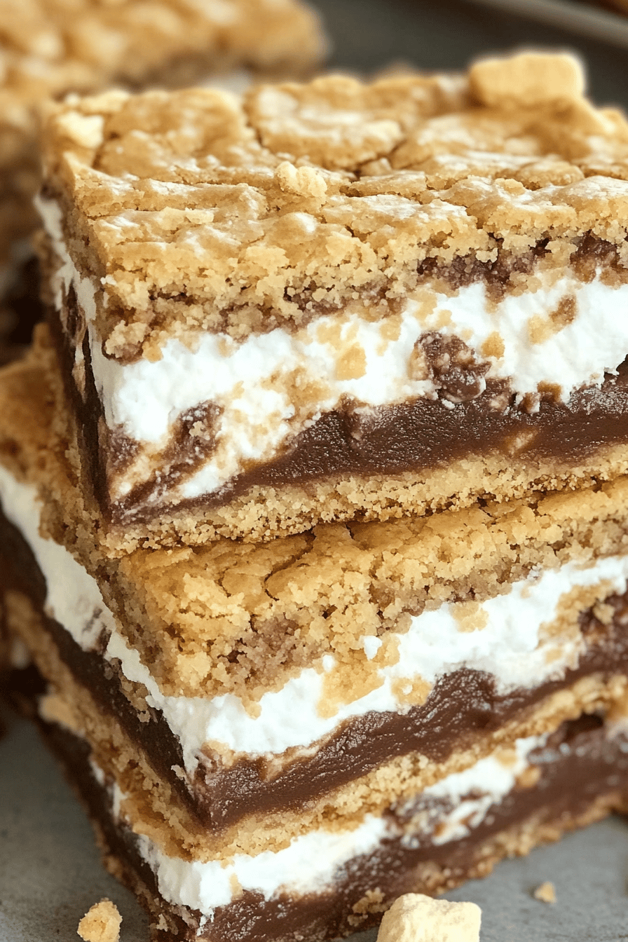 Easy S'mores Cookie Bars Recipe Final Dish Presentation