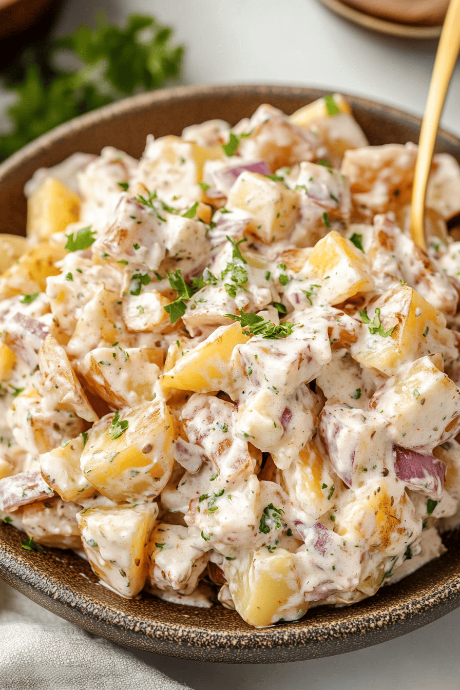 Easy Steakhouse Potato Salad Recipe Final Dish Presentation