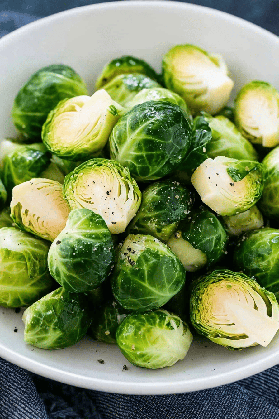 Easy Steamed Brussels Sprouts Recipe Final Dish Presentation