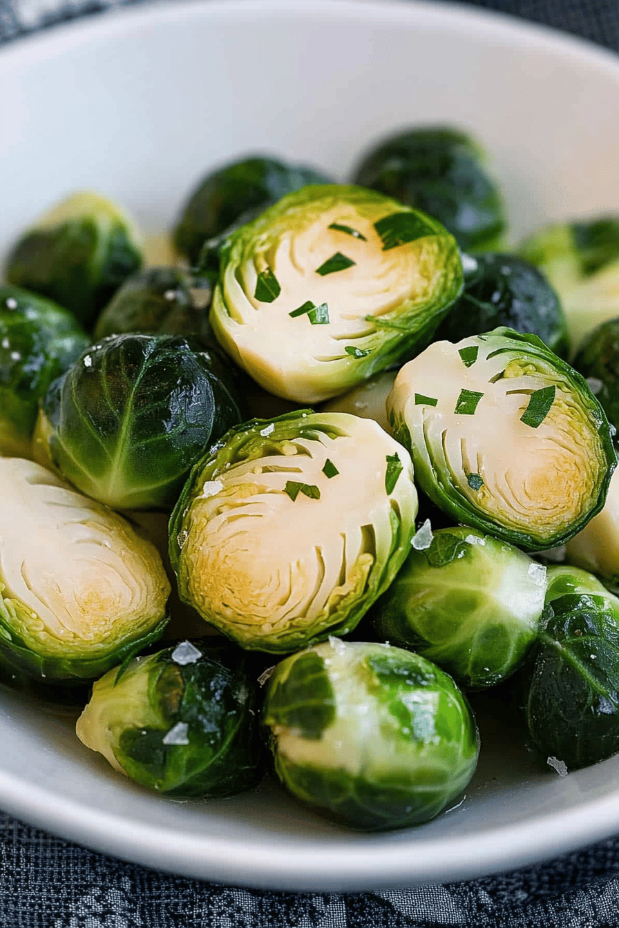 Easy Steamed Brussels Sprouts Recipe Final Dish Presentation
