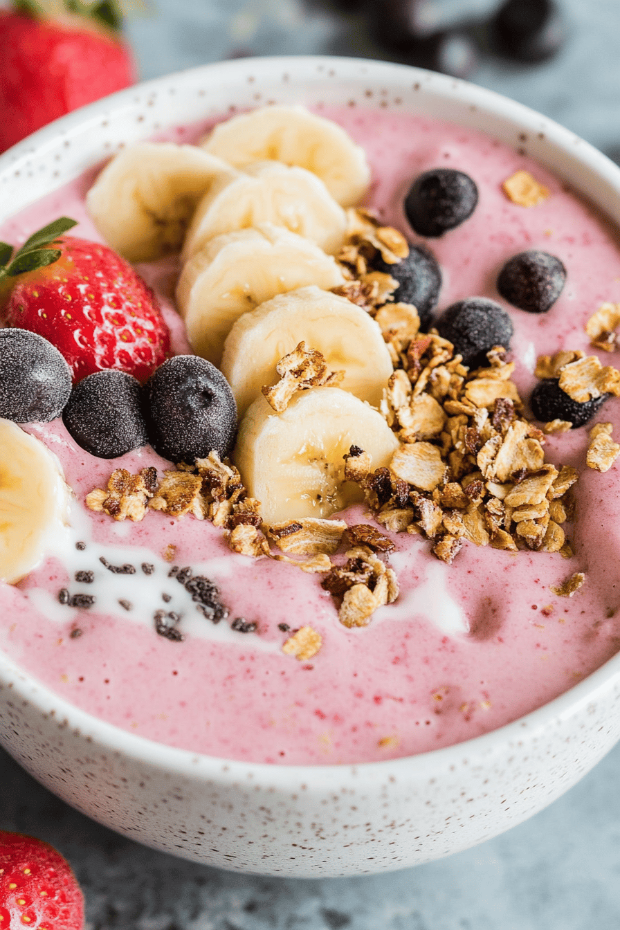 Easy Strawberry Banana Smoothie Bowl Recipe Final Dish Presentation