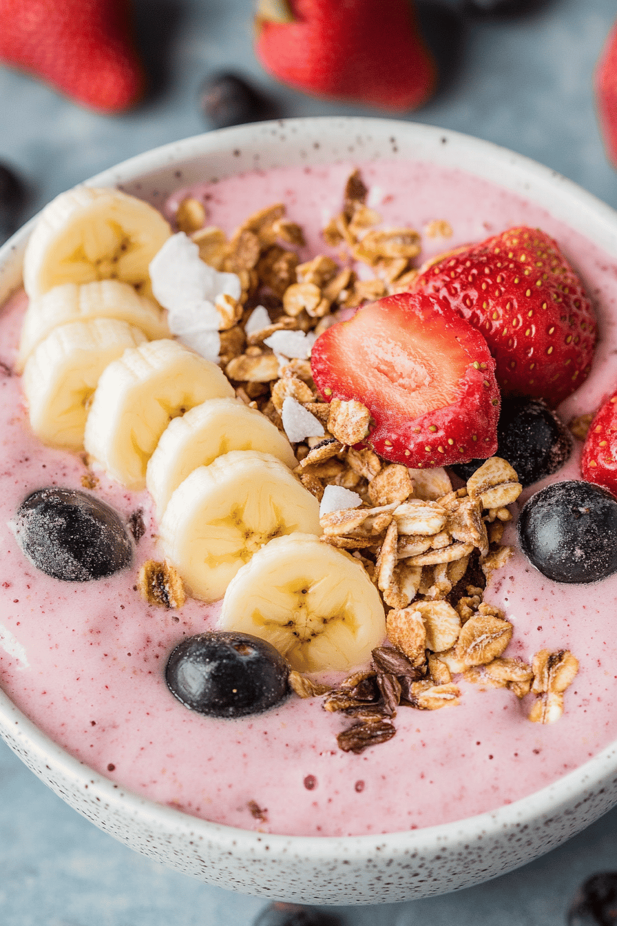 Easy Strawberry Banana Smoothie Bowl Recipe Final Dish Presentation
