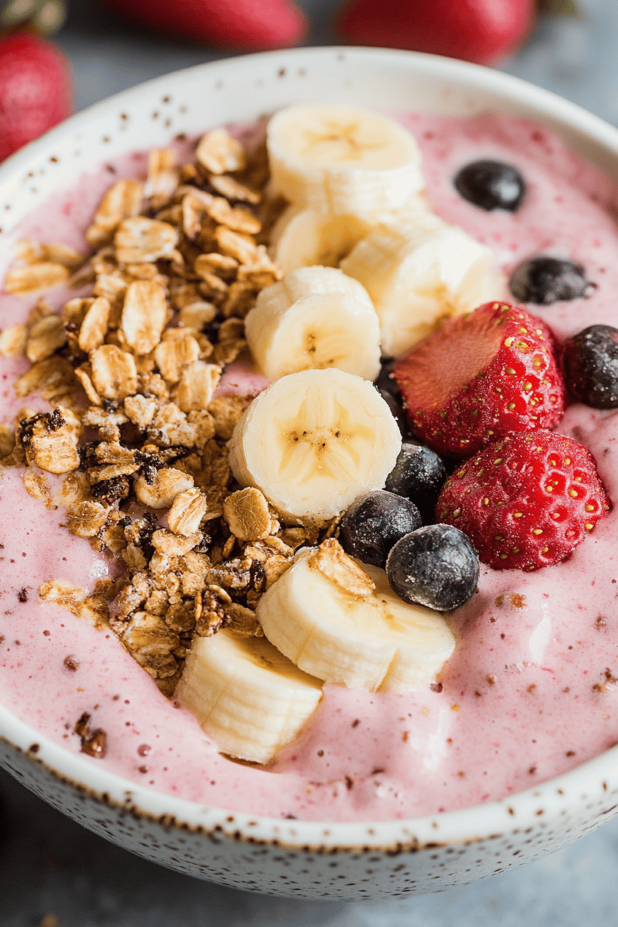 Easy Strawberry Banana Smoothie Bowl Recipe ingredients
