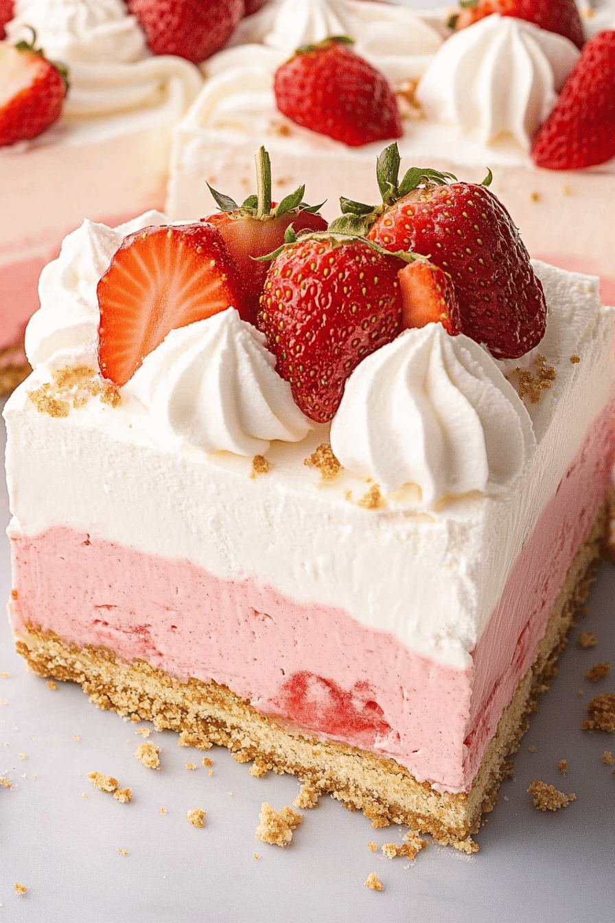 Easy Strawberry Cheesecake Lush Recipe Final Dish Presentation