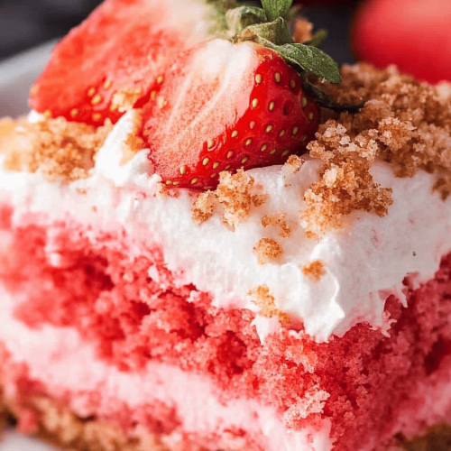 Easy Strawberry Crunch Cake Recipe