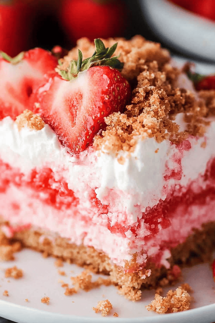 Easy Strawberry Crunch Cake Recipe Final Dish Presentation