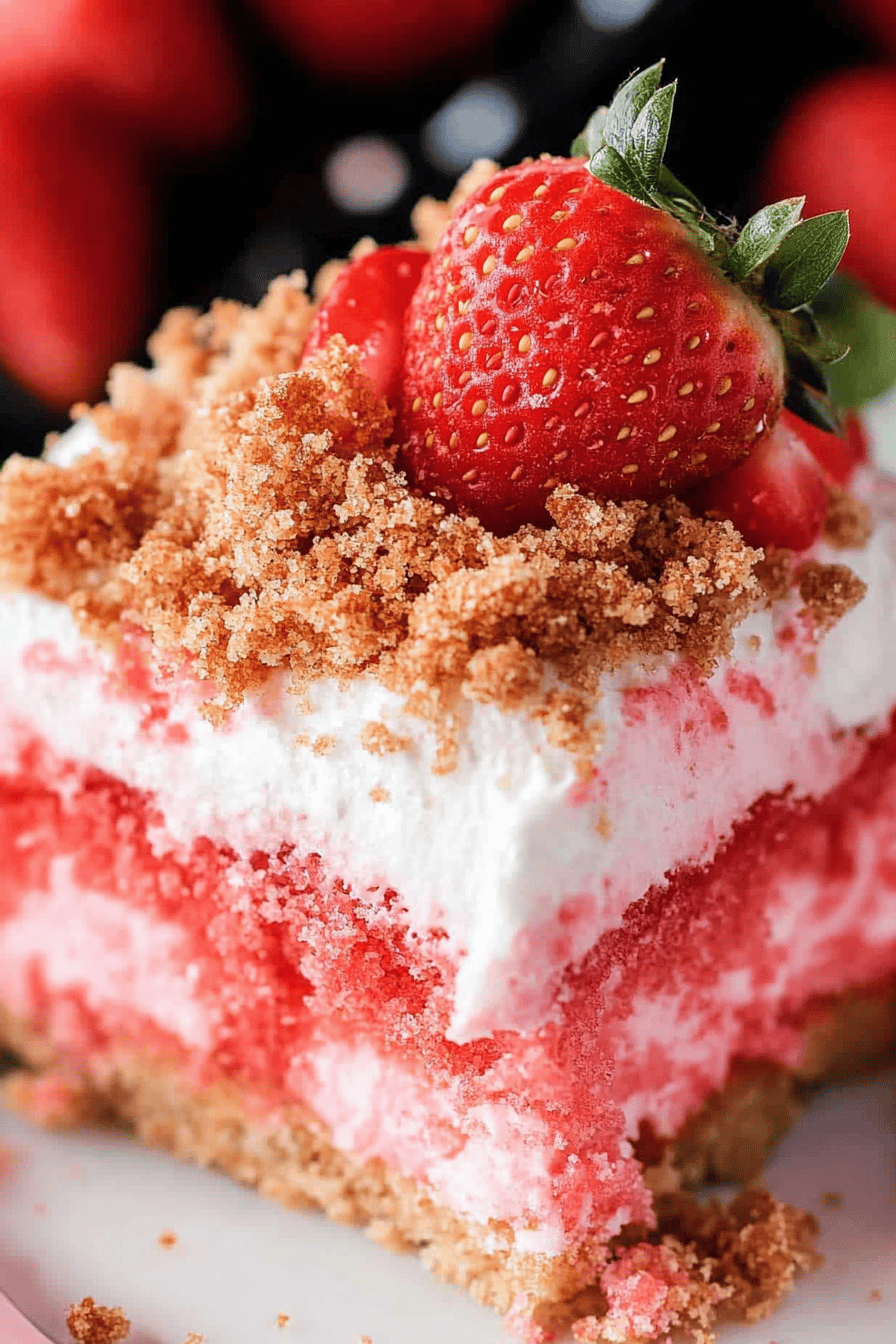 Easy Strawberry Crunch Cake Recipe Final Dish Presentation