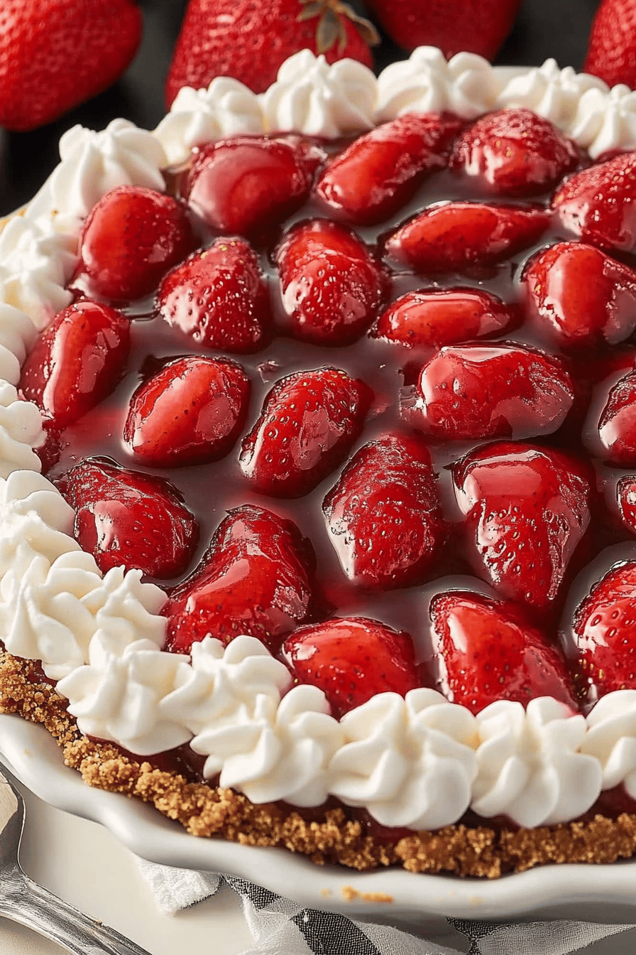 Easy Strawberry Jello Pie Recipe Final Dish Presentation