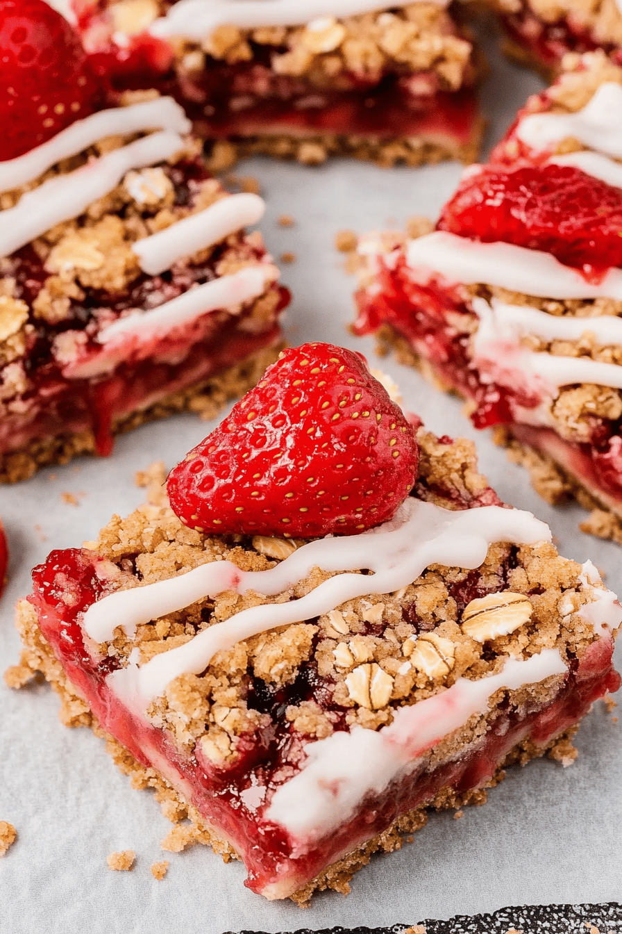 Easy Strawberry Oatmeal Crumble Bars Recipe Final Dish Presentation