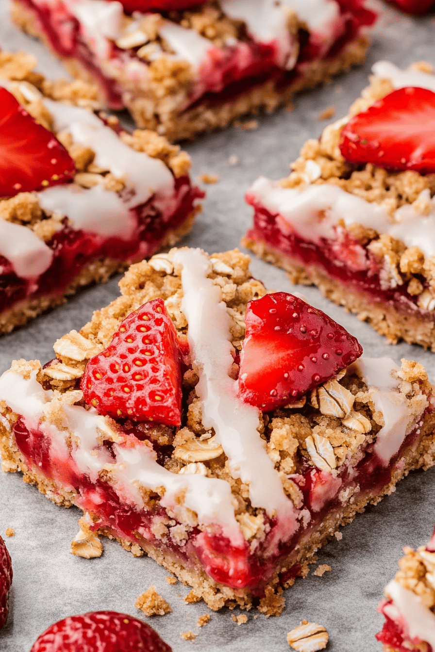 Easy Strawberry Oatmeal Crumble Bars Recipe Final Dish Presentation