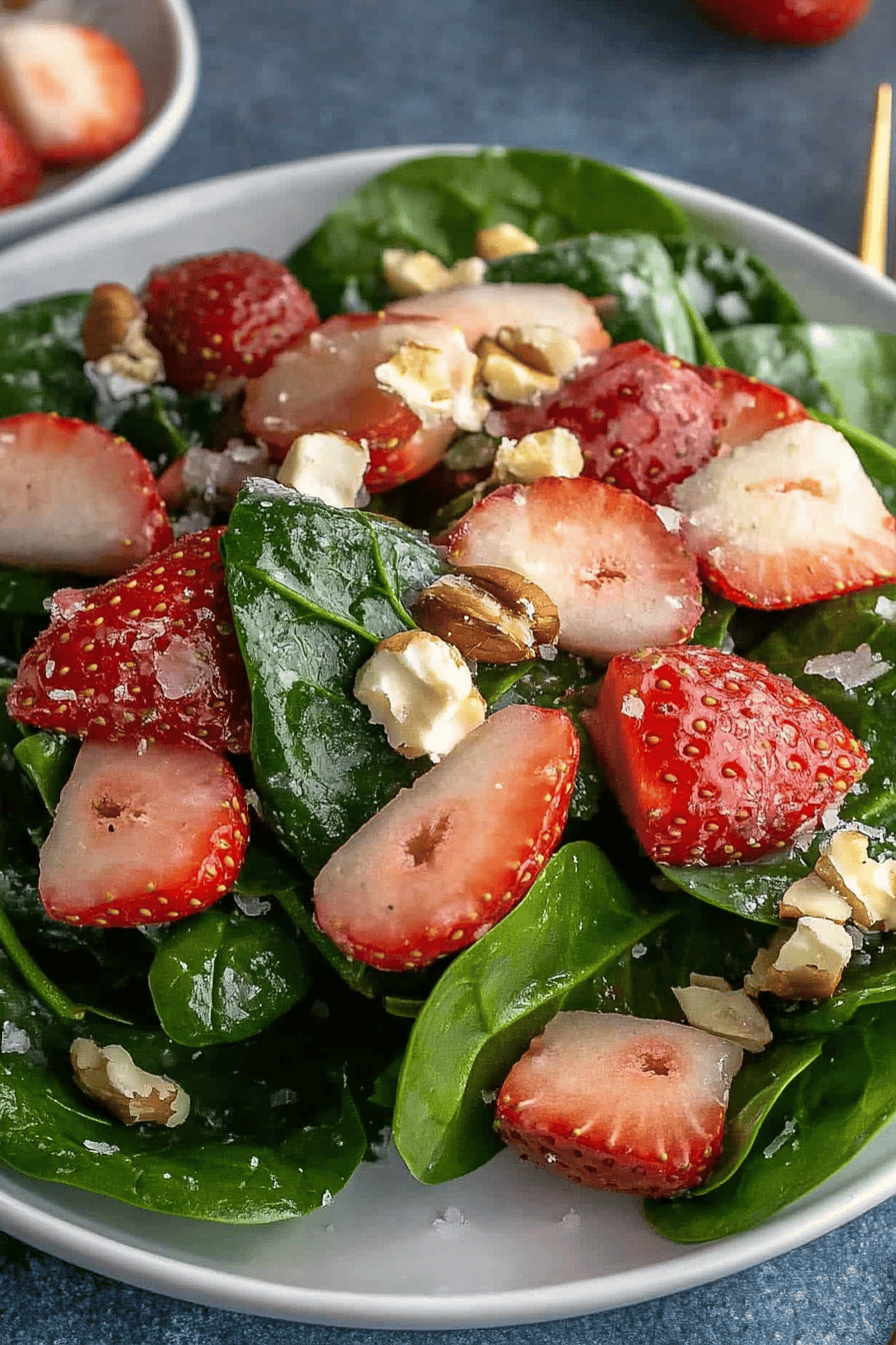 Easy Strawberry Spinach Salad Recipe Final Dish Presentation