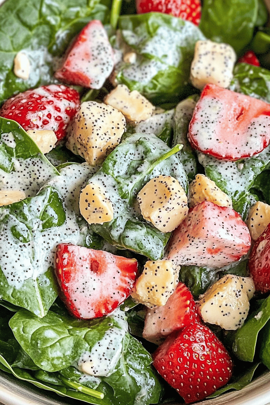 Easy Strawberry Spinach Salad with Poppy Seed Dressing Final Dish Presentation