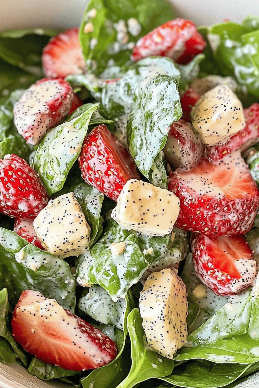 Easy Strawberry Spinach Salad with Poppy Seed Dressing Final Dish Presentation