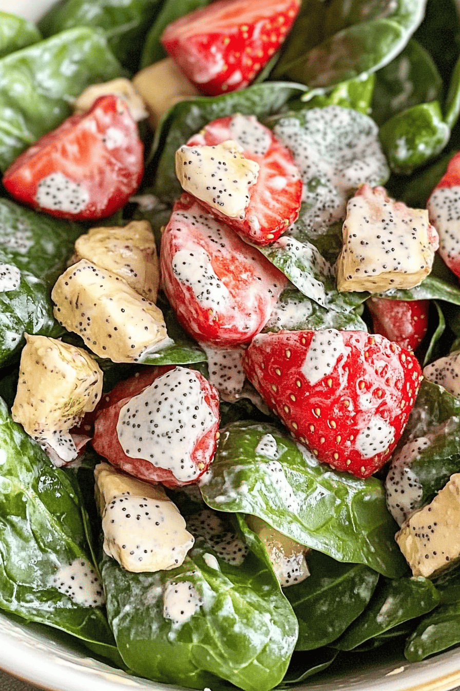 Easy Strawberry Spinach Salad with Poppy Seed Dressing