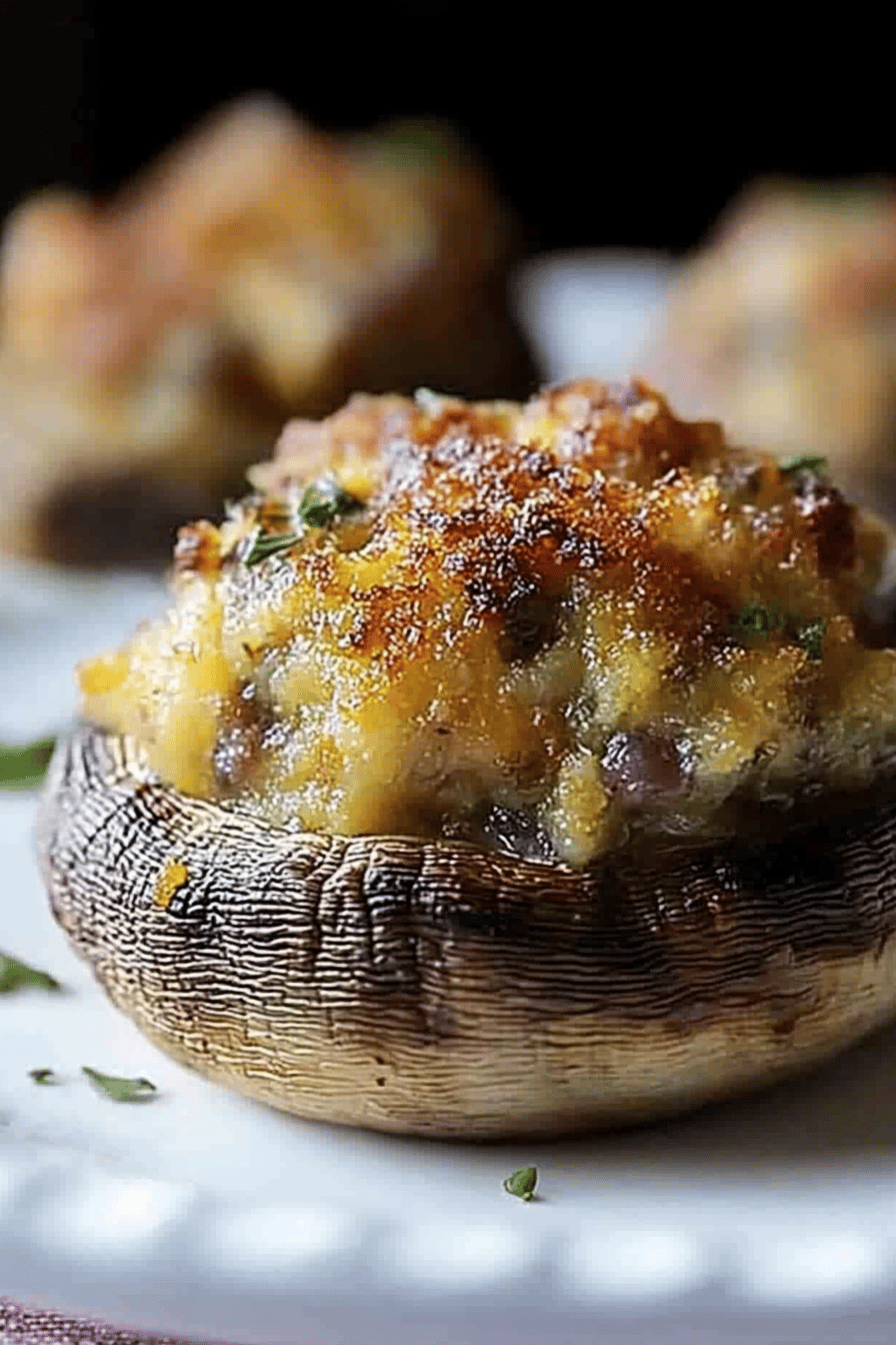 Easy Stuffed Mushrooms Recipe Final Dish Presentation