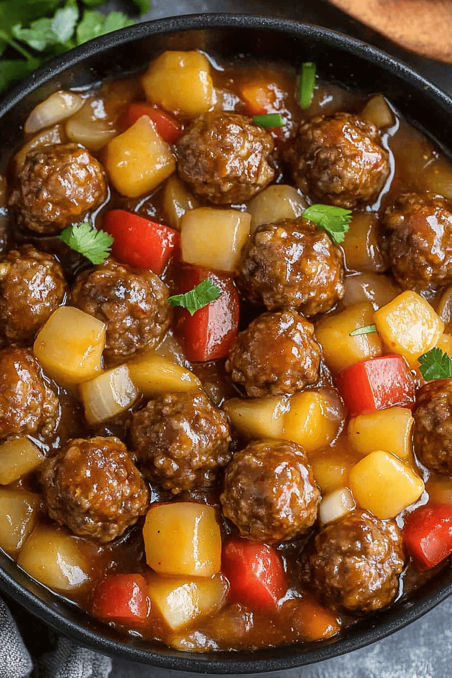 Easy Sweet and Sour Meatballs Recipe Final Dish Presentation