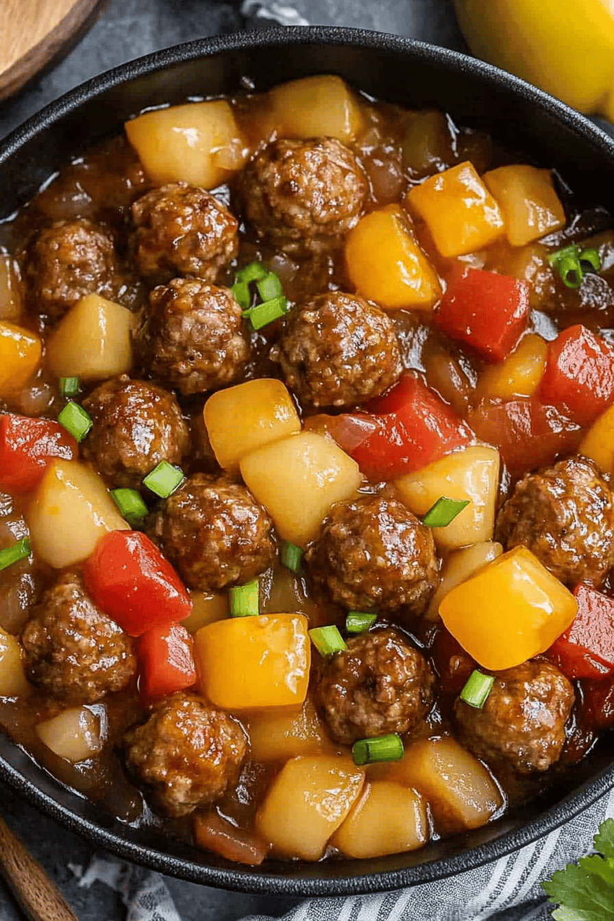 Easy Sweet and Sour Meatballs Recipe Final Dish Presentation