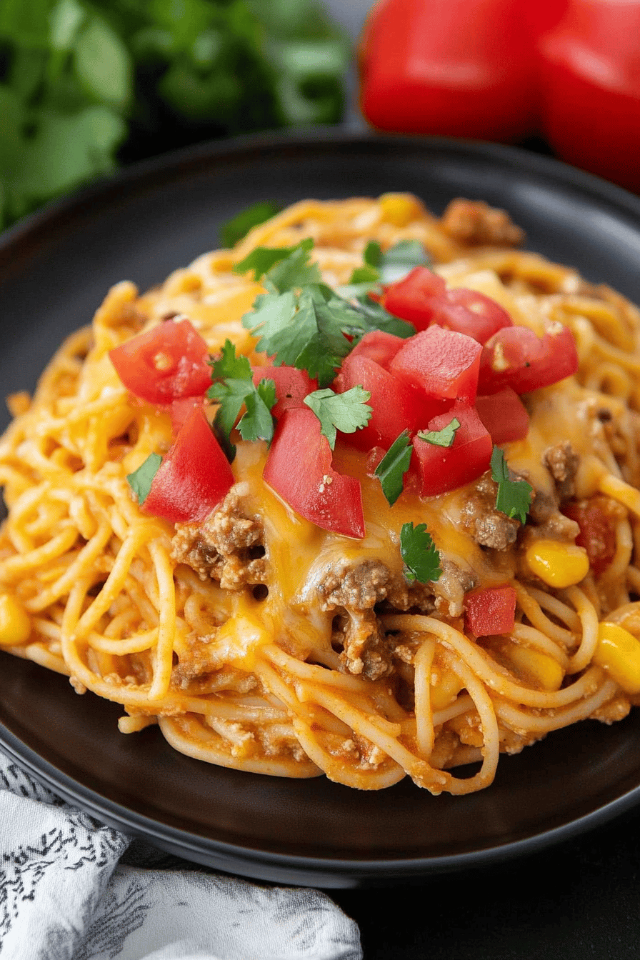 Easy Taco Spaghetti Recipe Final Dish Presentation