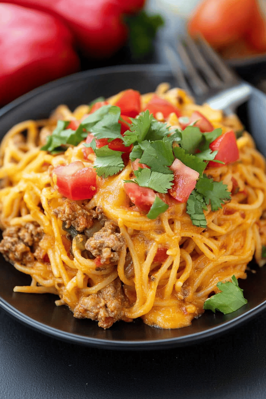 Easy Taco Spaghetti Recipe Final Dish Presentation
