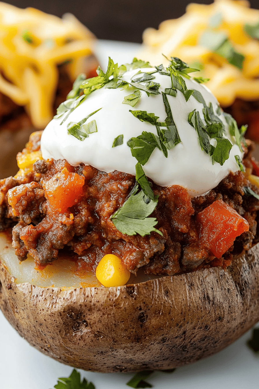 Easy Taco-Stuffed Baked Potatoes Recipe Final Dish Presentation